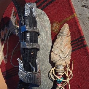 Calvin Begay Navajo Sterling Silver 4 Piece Belt Buckle Set Signed/Hallmarked !!